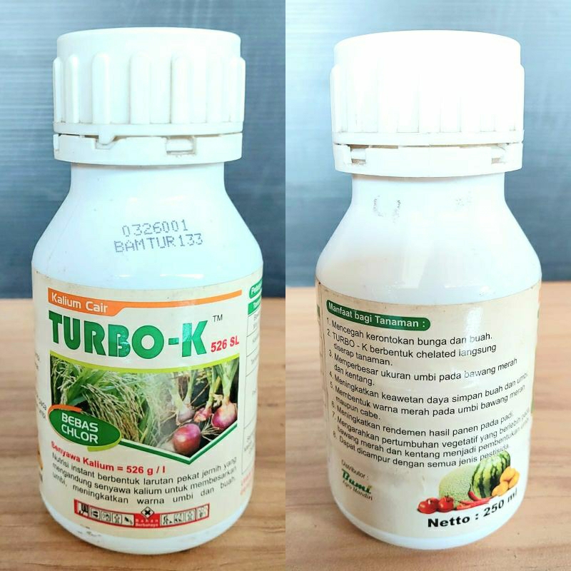 Turbo-K Pupuk Kalium Murni Cair 250ml 526 SL 52% Kalium Buah Umbi