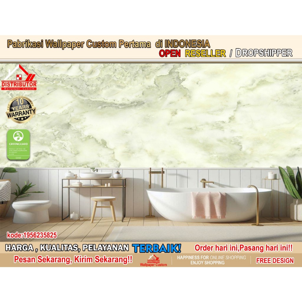 Wallpaper Custom 3D Tema Marmer | Wallpaper Kamar Mandi | Wallpaper Marmer | Wallsticker | Wallpaper