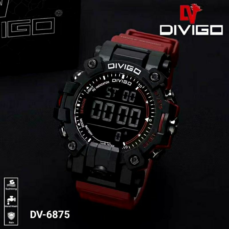 Jam Tangan DIVIGO Original Digital Kuarsa Pria Tahan Air Diving Kasual Sporty