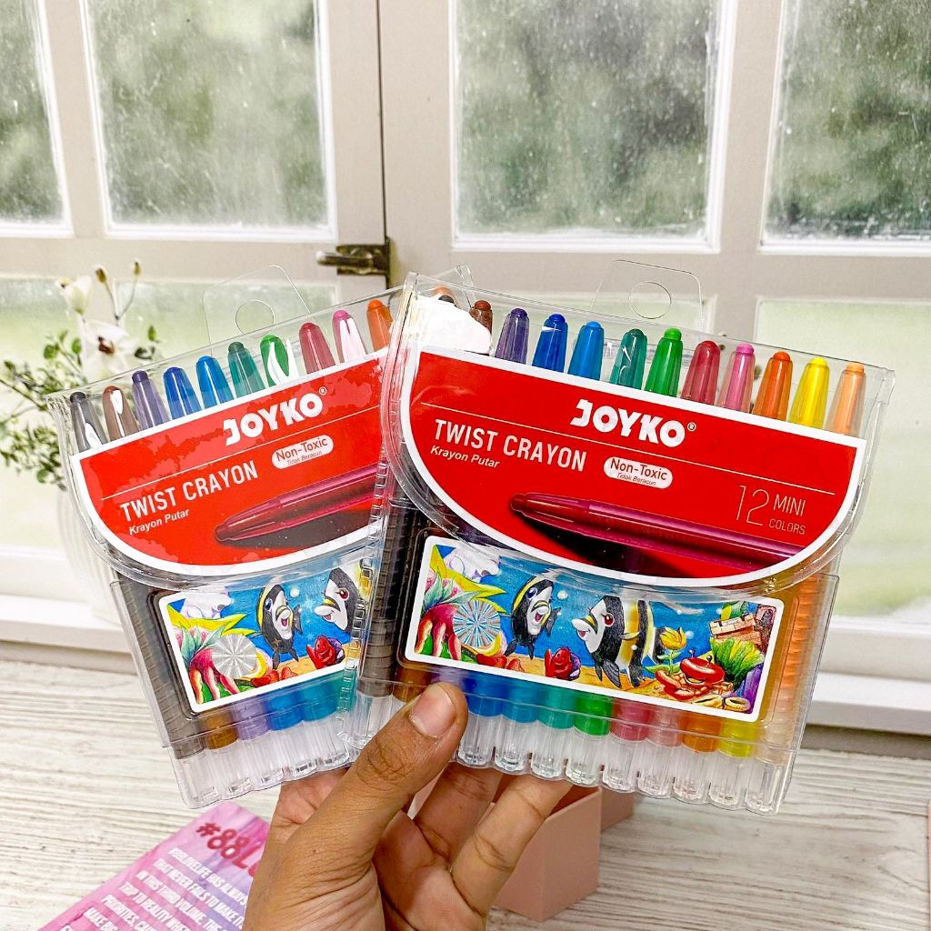 

Original 100% Krayon Joyko Pastel Putar Mini Twist Crayon TWCR Non-Toxic Prakarya Pensil Warna Alat Tulis Menggambar Anak Art Craft Kreatif