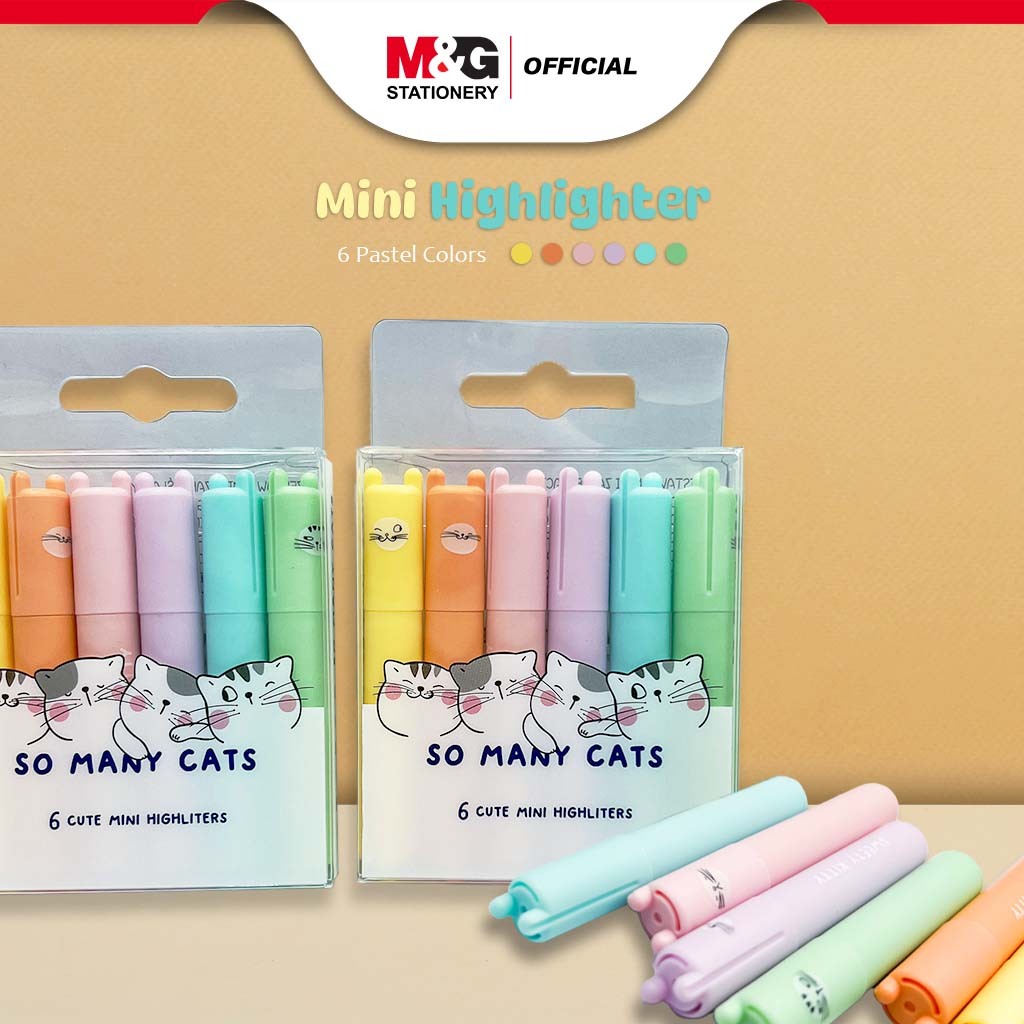 

M&G "SO MANY CATS" Mini Scented Highlighter 6pcs Pink/Yellow/Blue/Purple/Green/Orange