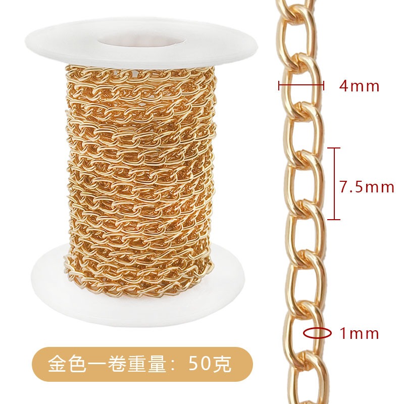 Rantai Alumunium Emas Perak Rantai Kalung Meteran DIY Rantai Aksesoris Kalung Gelang Twisted Chain