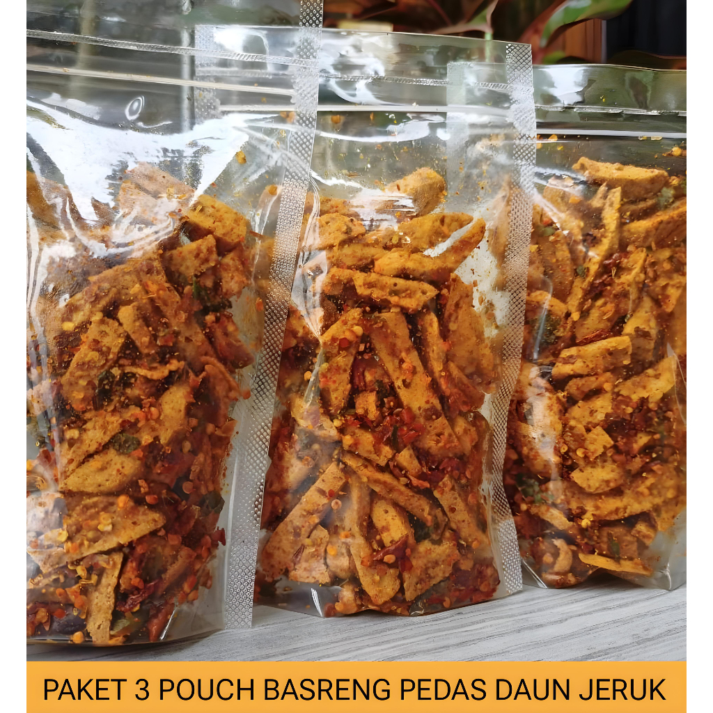 

Paket 3 Bungkus Phouc Basreng Viral Pedas Daun Jeruk 50gram / Basreng Daun Jeruk Original 50gram x 3bks