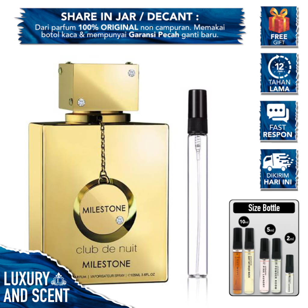 DECANT PARFUM ARMAF CLUB DE NUIT MILESTONE Share In Bottle Jar 2/5/10ML Travel Size Armaf White Puti