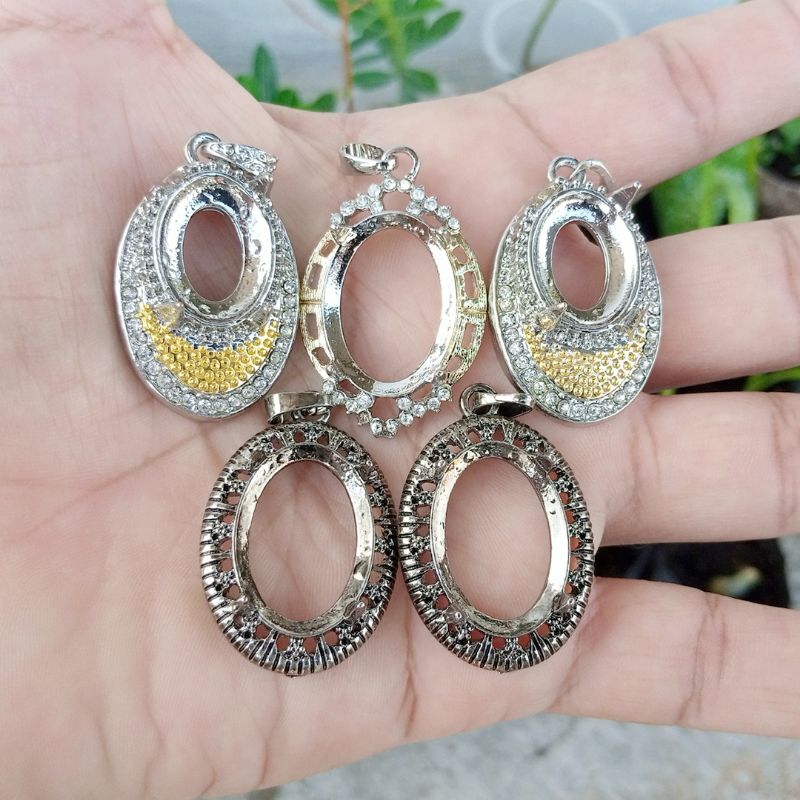 Paket 5 Set Ikat / Emban / Liontin Rhodium
