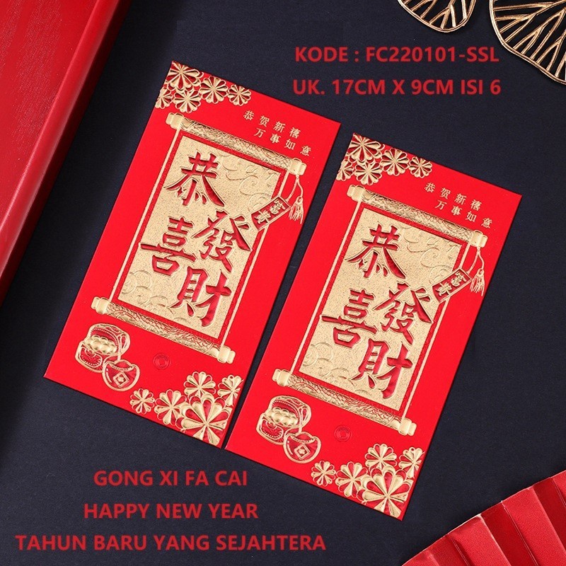 

BERKUALITAS Angpao Panjang Sincia Imlek 224 Amplop Angpau Merah Perlengkapan Imlek