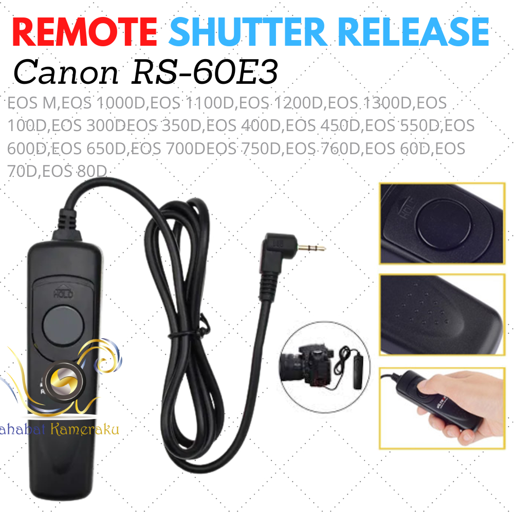 Remote Shutter Release RS-60E3 For Canon EOS M5 M6 M6ii 100D 200D 250D 350D 400D 450D 1000D 1100D 12