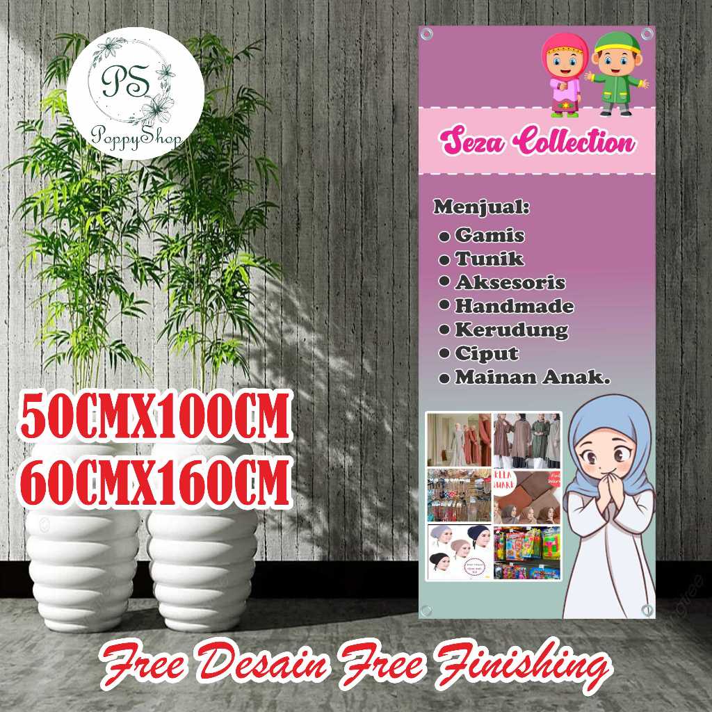 Spanduk Banner 60X160 Toko Pakaian Bisa Custom Desain