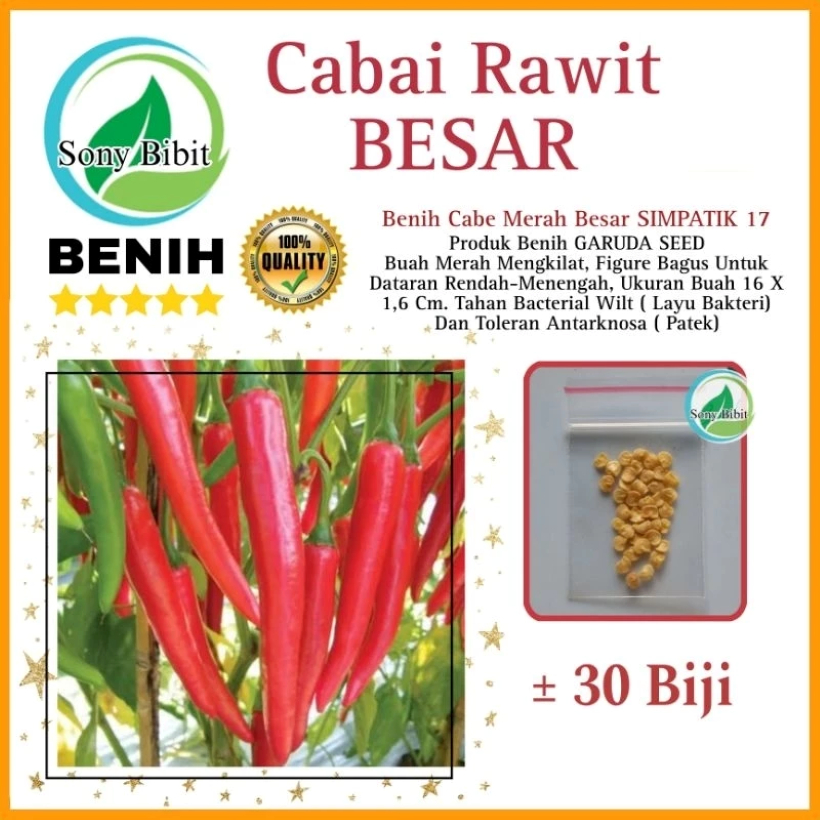 30 Benih Cabe Besar Produksi Bintang Asia Berkualitas Kemasan Ekonomis
