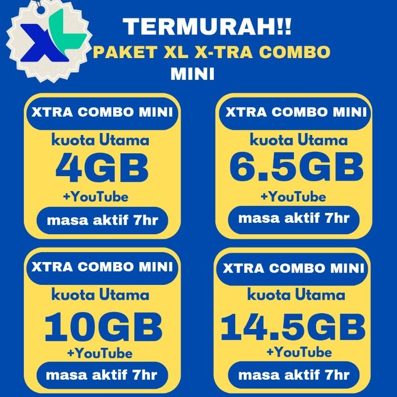PAKET KUOTA XL XTRA COMBO MINI HARIAN MINGGUAN MURAH