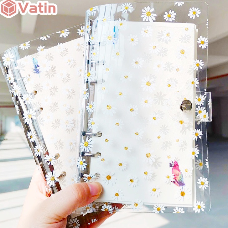 

KF7 A6 A7 Clear Soft PVC flower Notebook Binder Cover Planner 6Ring LooseLeaf FolderVatinShop