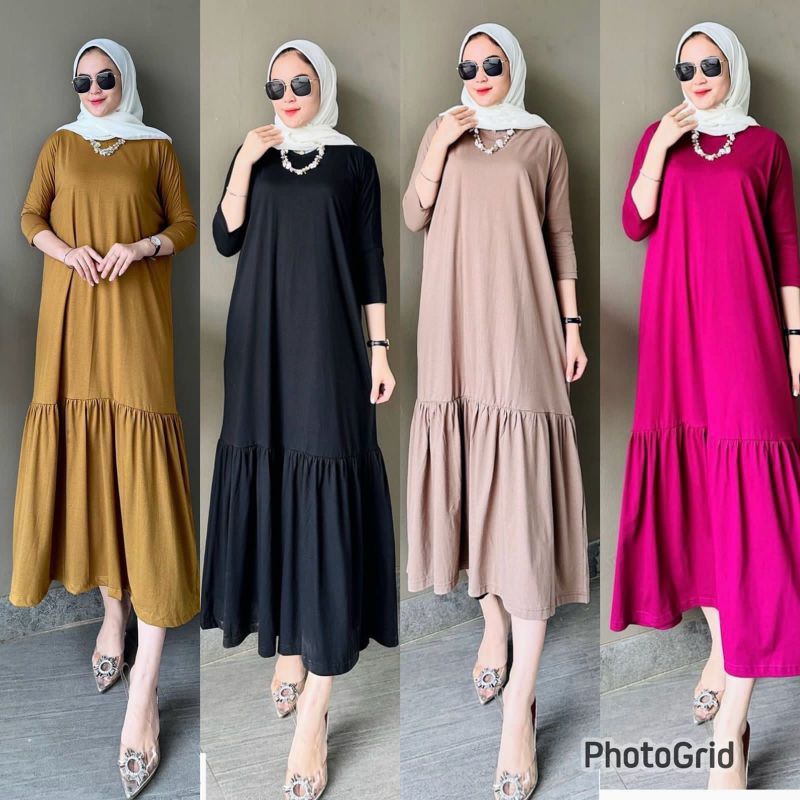 MIDI REMPEL COMBED 30S BY D-LIA/MIDI DRESS UMPAK BAHAN KAOS COMBED