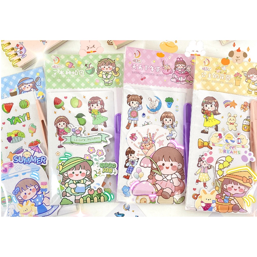 

TERBARU Girl Student Sticker set Sticker Set dengan motif anak sekolah dan Free PINSET