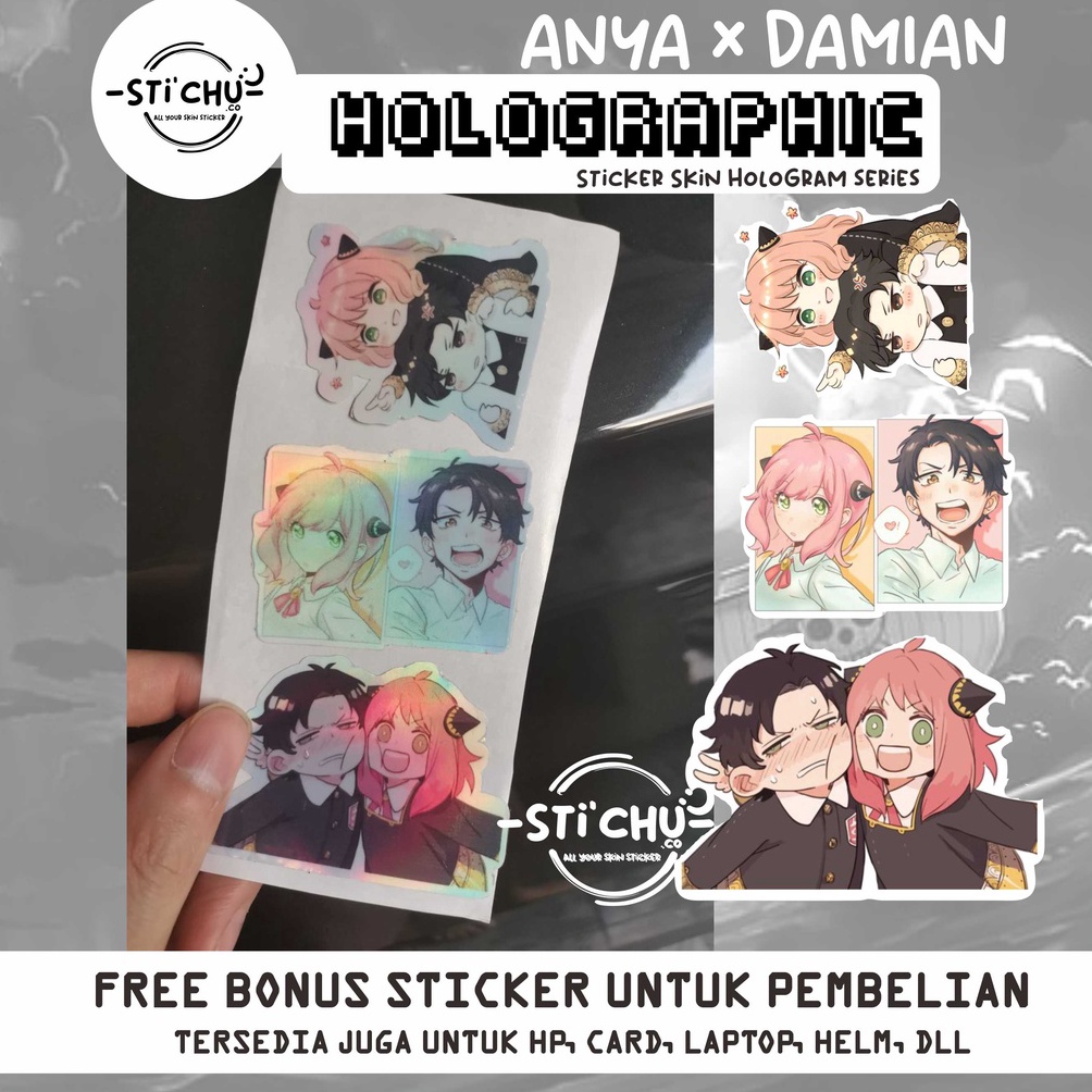 

TERBATAS Stiker Sticker hologram Anime Anya Damian Spy x family