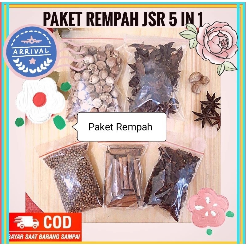 

PAKET REMPAH JSR 5 IN 1/KAPULAGA, CENGKEH, KAYUMANIS, KETUMBAR,BUNGA LAWANG