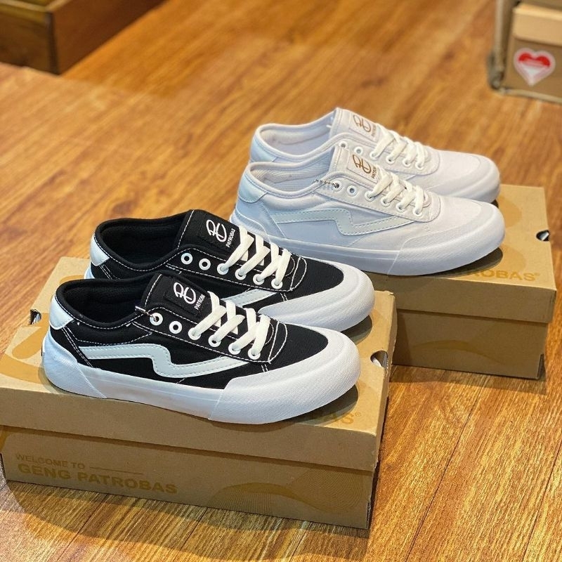 Patrobas New Ivan Low Original. Sepatu Sneakers Hitam Putih Cowok Cewek. Sepatu Patrobas Original. S