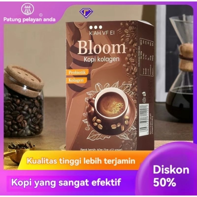 

[BISA COD]READY SIAP KIRIM‼️BLOOM KOPI COLLAGEN 1BOX ISI 12 SACET PRLANGSING KOPI KOLAGEN KOPI PELUNTUR LEMAK