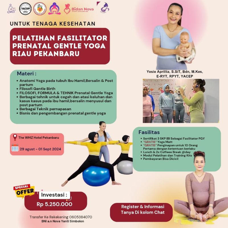 PELATIHAN PRENATAL GENTLE YOGA RIAU PEKANBARU