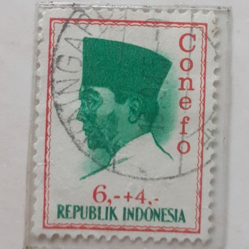 

Perangko Indonesia Presiden Soekarno Conefo Tahun 1965 Rp 6+4