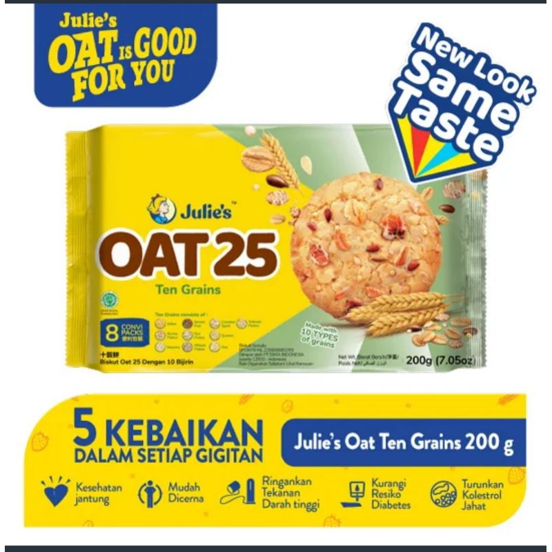 

Biskuit Julie's Oat 25 coklat/Ten grains/stoberi