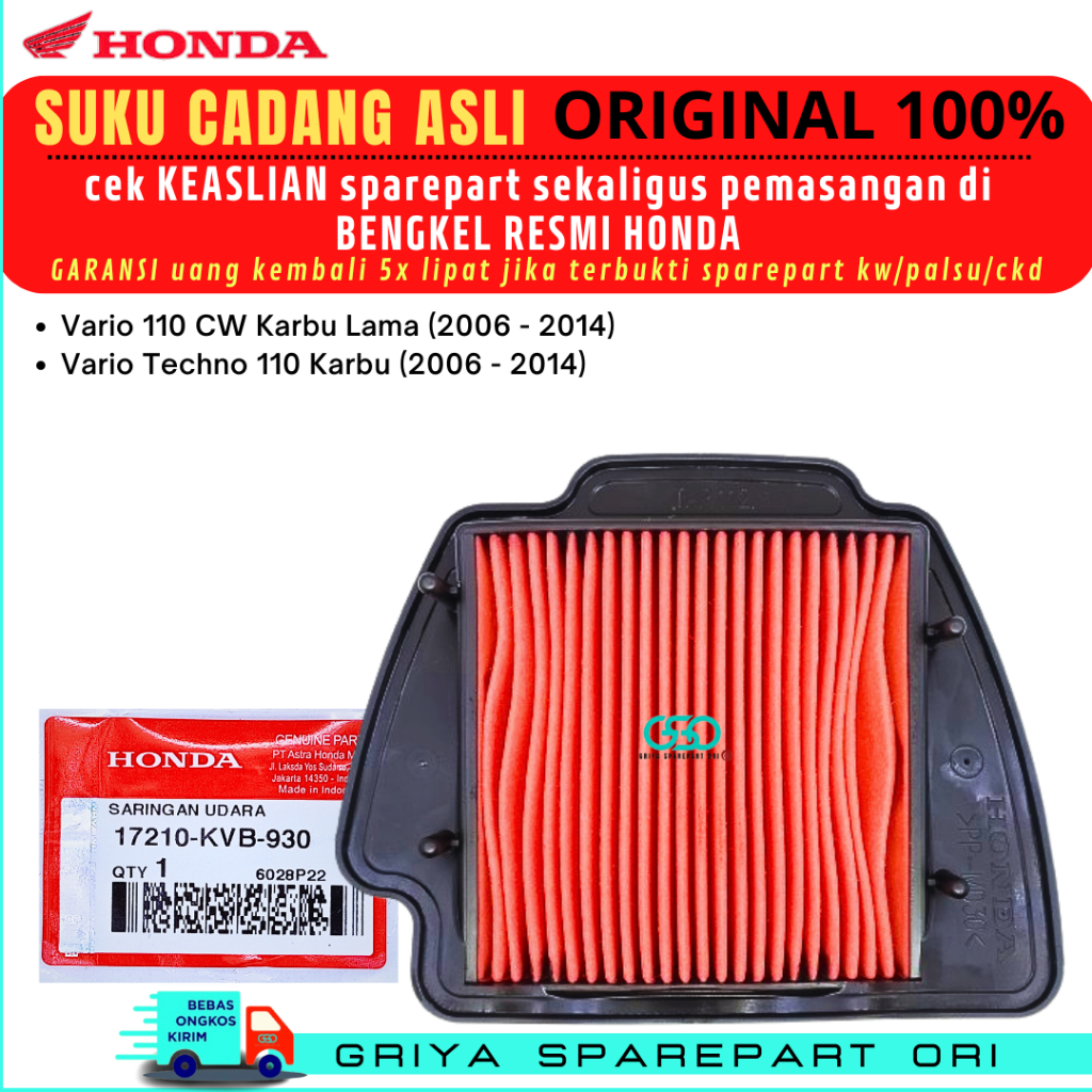 Saringan Filter Udara Vario 110 karbu Ori Saringan Udara Vario Techno 110 Karbu Filter Udara Vario 1