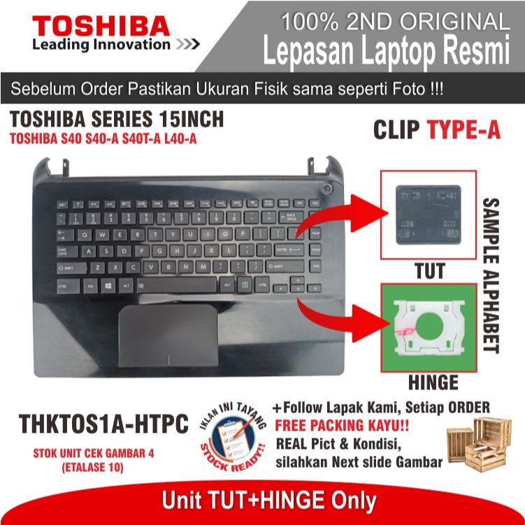 ET10 THKTOS1A-HTPC TUT HINGE SET KEYBOARD LAPTOP TOSHIBA L40-A S40 S40-A S40T-A WARNA HITAM TYPE A