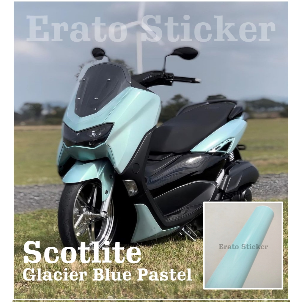 SKOTLET STIKER MOTOR GLACIER BLUE PASTEL SKOTLET BIRU PASTEL GLOSY SKOTLET ICE BLUE PASTEL GLOSSY