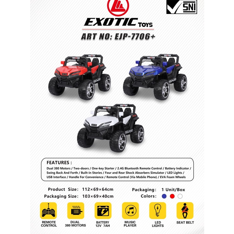 Exotic EJP 7706+ // Mainan Anak Mobil Aki Exotic // Mobil Mobilan Anak Ban Karet