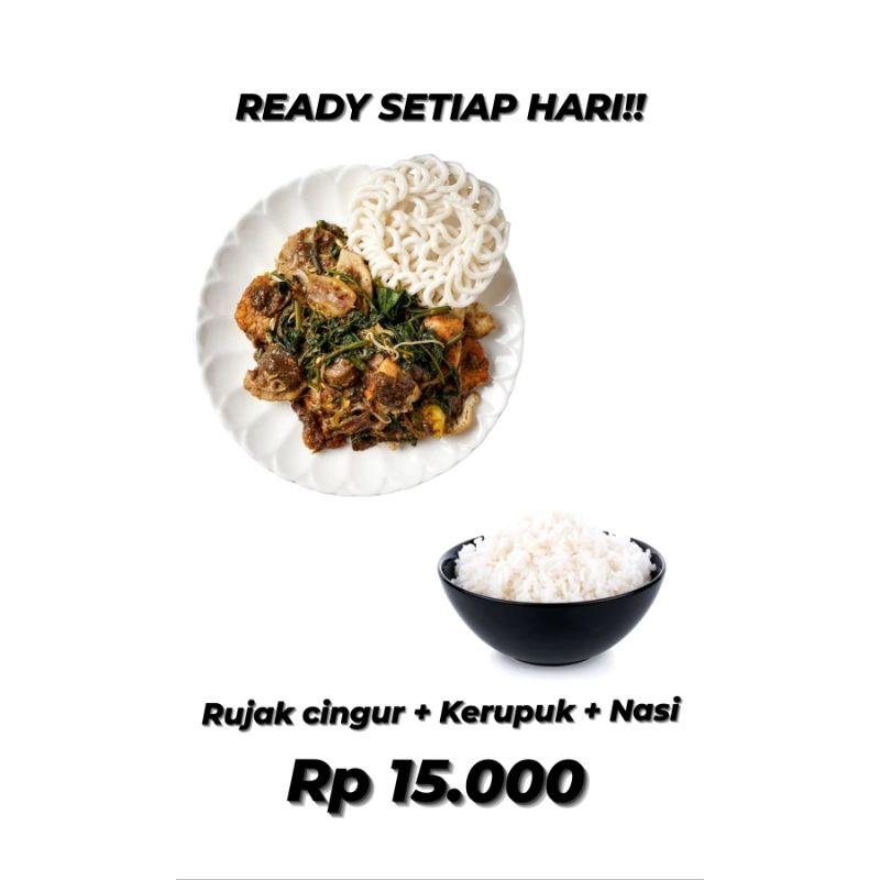 

Rujak cingur + nasi putih + kerupuk