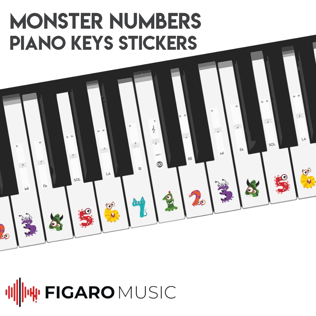 

Stiker Piano keyboard Kids Cartoon Cute Monster Numbers Sticker Tuts Piano