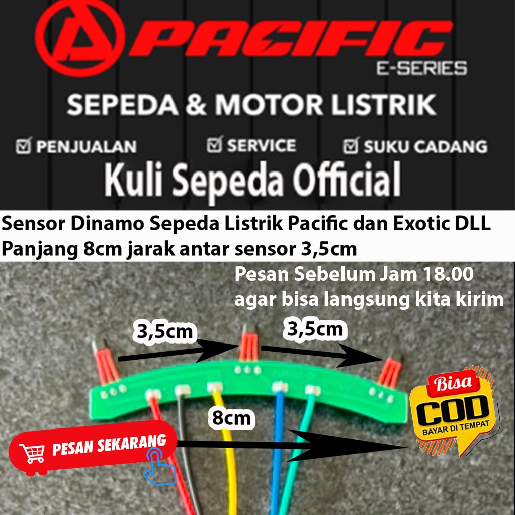 Sensor Dinamo Sepeda Listrik U-Winfly DF8-DF7-DF5-D8Pro Panjang PCB 8cm jarak sensor 3,5cm.