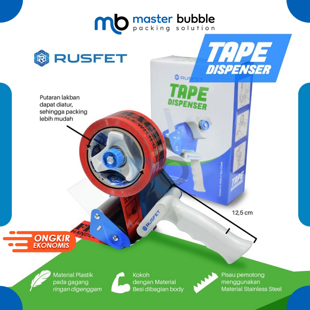 Tape Dispenser Cutter Handle Iron 48mm / Alat Pemotong Lakban Besar Merek Rusfet Murah