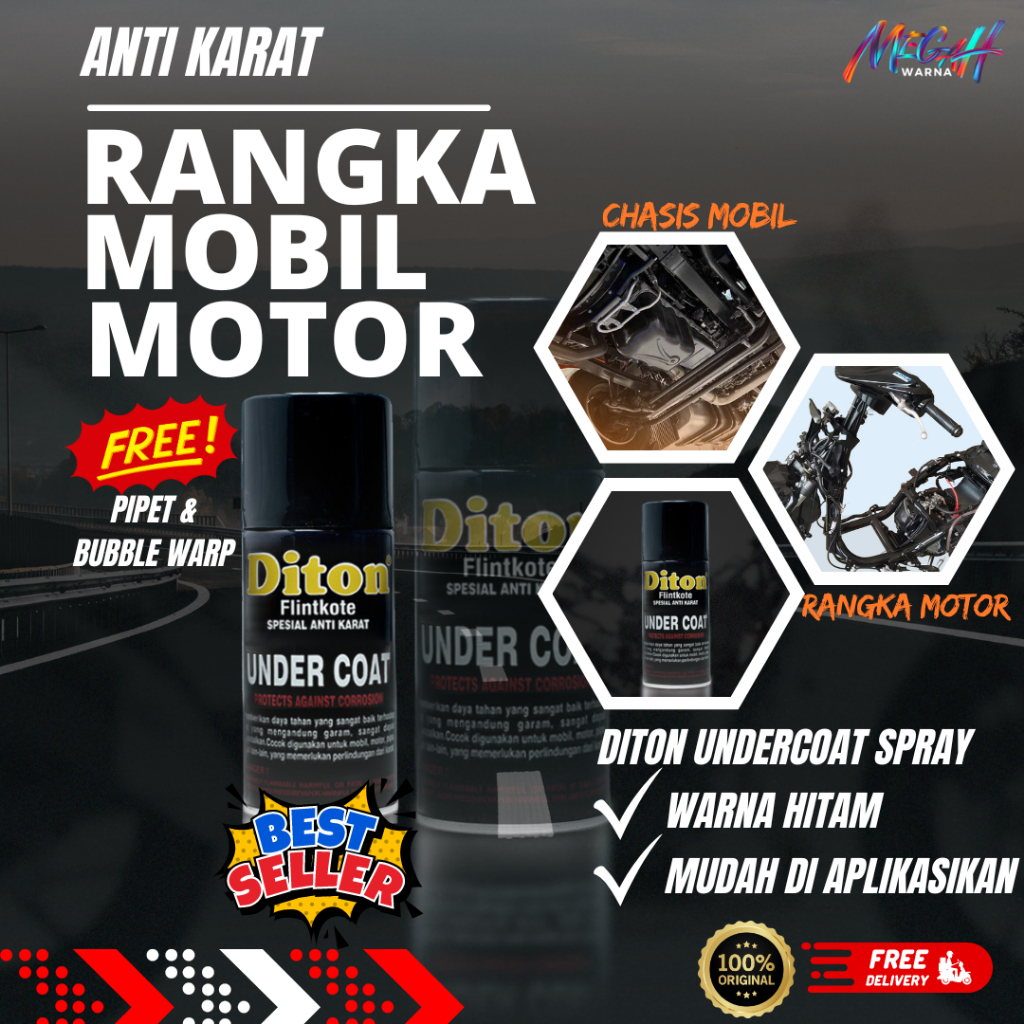 Diton Flinkote Undercoat Under Coat ANTI KARAT Flinkot Pelindung Rangka Kerangka Motor Mobil