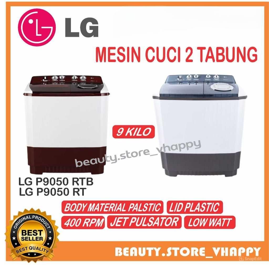 mesin cuci lg 2 tabung 9kg p9050rt / p9050rtb garansi