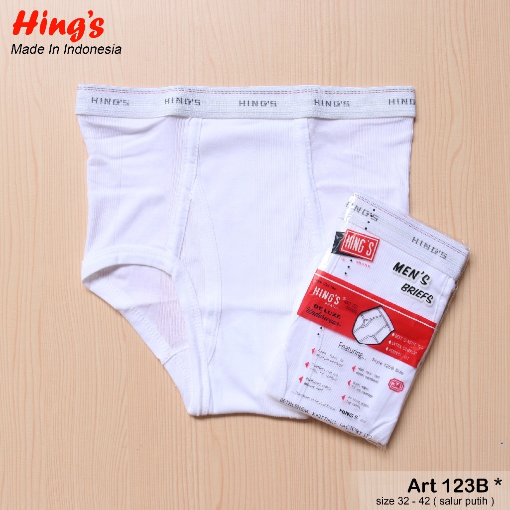 [ 3 pcs ] CD Hing's 123B Salur | CD Rider 125B Salur | Celana Dalam Pria / Putih Salur | Sempak Ride