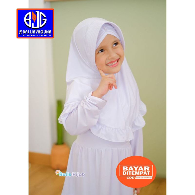 Gamis putih anak, gamis manasik haji, baju muslim anak cewek Denpasar Bali