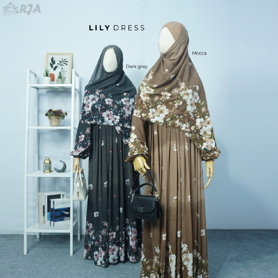 LILY DRESS, DRESS SYARI GAMIS SET JILBAB PASMINA GAMIS SET KEKINIAN
