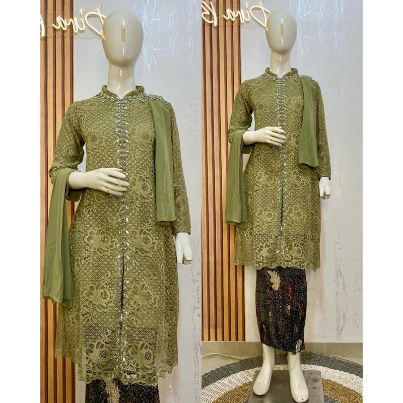 Kebaya Asyila Brukat Tunik Selendang/Kebaya Busui/Kebaya Abaya/Kebaya Modern