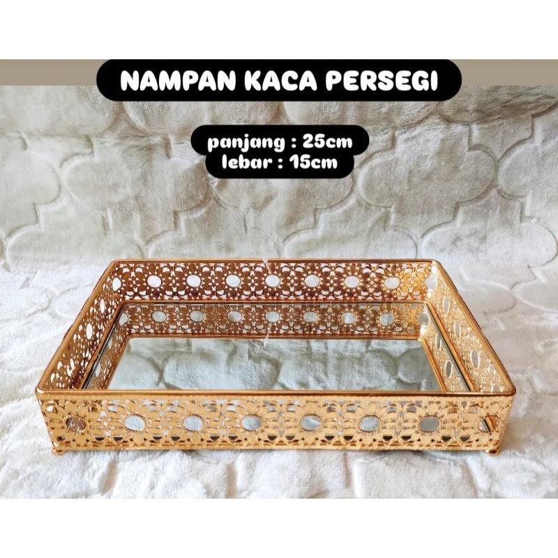 nampan kaca gold stainless / nampan kaca saudi / nampan kaca gold