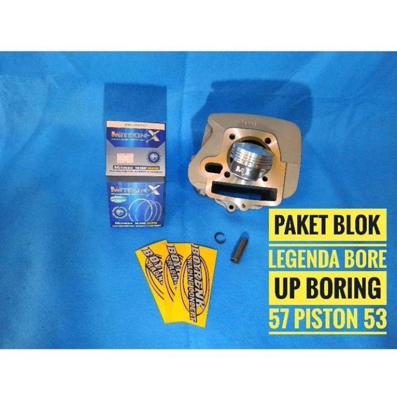 PAKET BLOK LEGENDA BORE UP PISTON 53 MITRON -BOYRENK RACING CONCETP