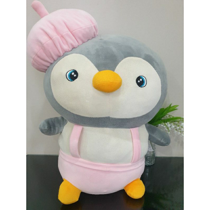 (Preloved) Boneka Pinguin Topi Pink Jumbo Uk.16"