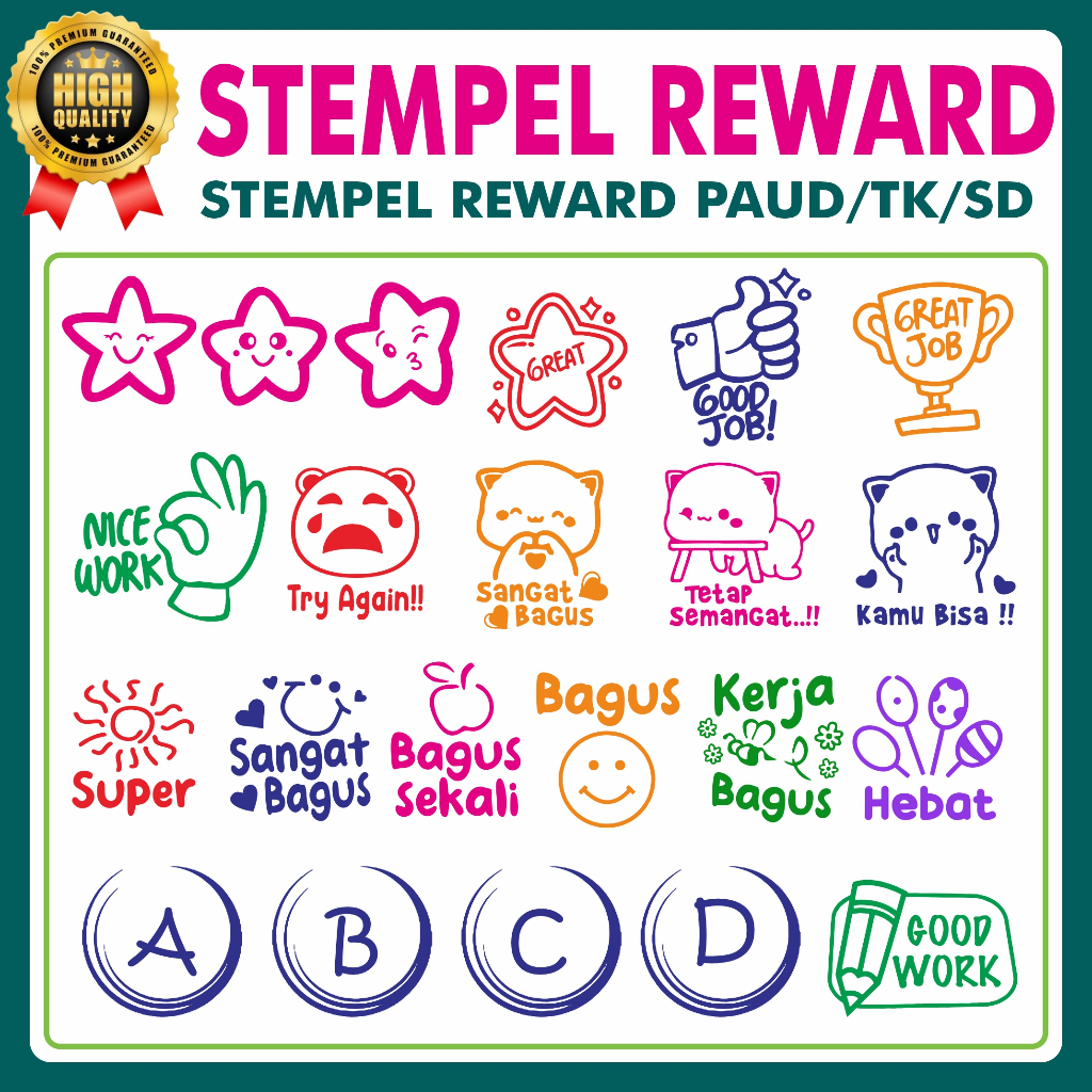 

Stempel, Stempel Nilai Stempel Reward PAUD / TK / SD / Home Schooling