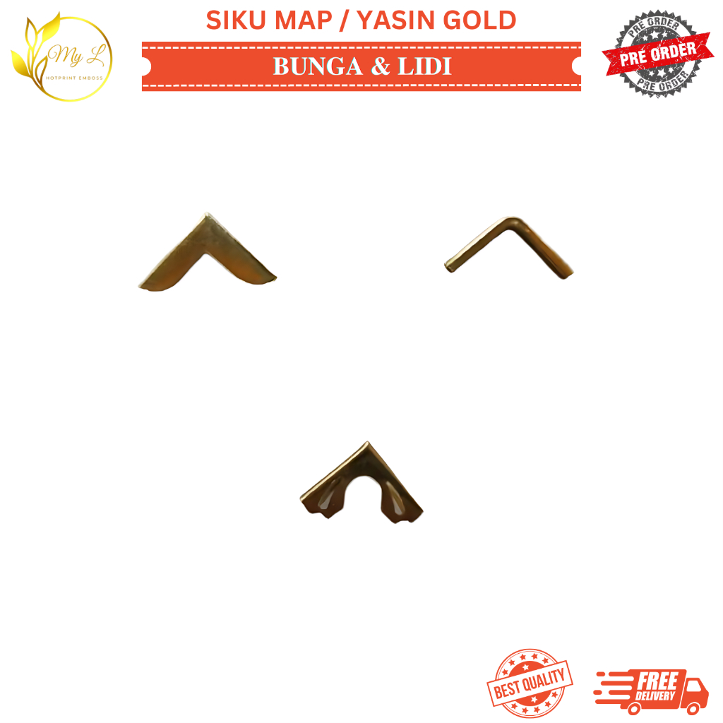 

My.L CUSTOM - Siku Map Sekolah & Sertifikat Warna Gold, Model Kembang & Lidi