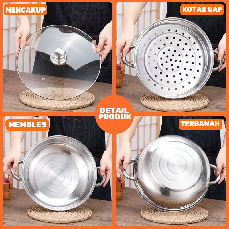 NEW QME PANCI STEAMER KUKUS STAINLESS 2 TINGKAT / PANCI STEAMER / PANCI STEAMER KUKUS STAINLESS