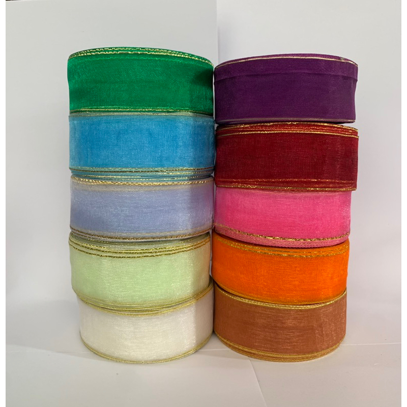 

Pita Organdi List Emas 1inch (2,5cm)/ Pita Organza