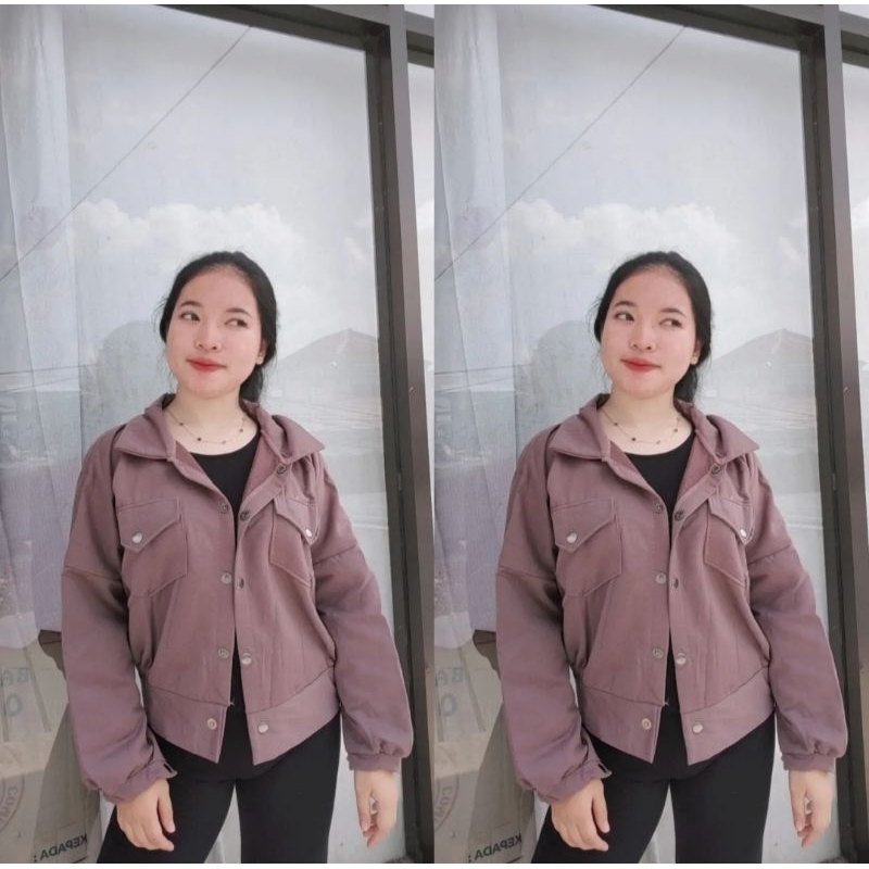 CROP WANITA JAKET OLIN OUTFIT KEKINIAN