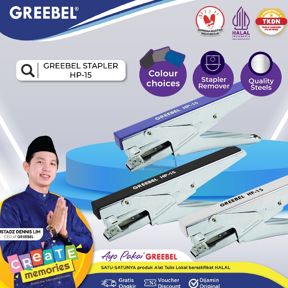 

GREEBEL Staples STAPLER HP15StaplesCekrekan JegrekanSteplerjepretan KODE O7R4