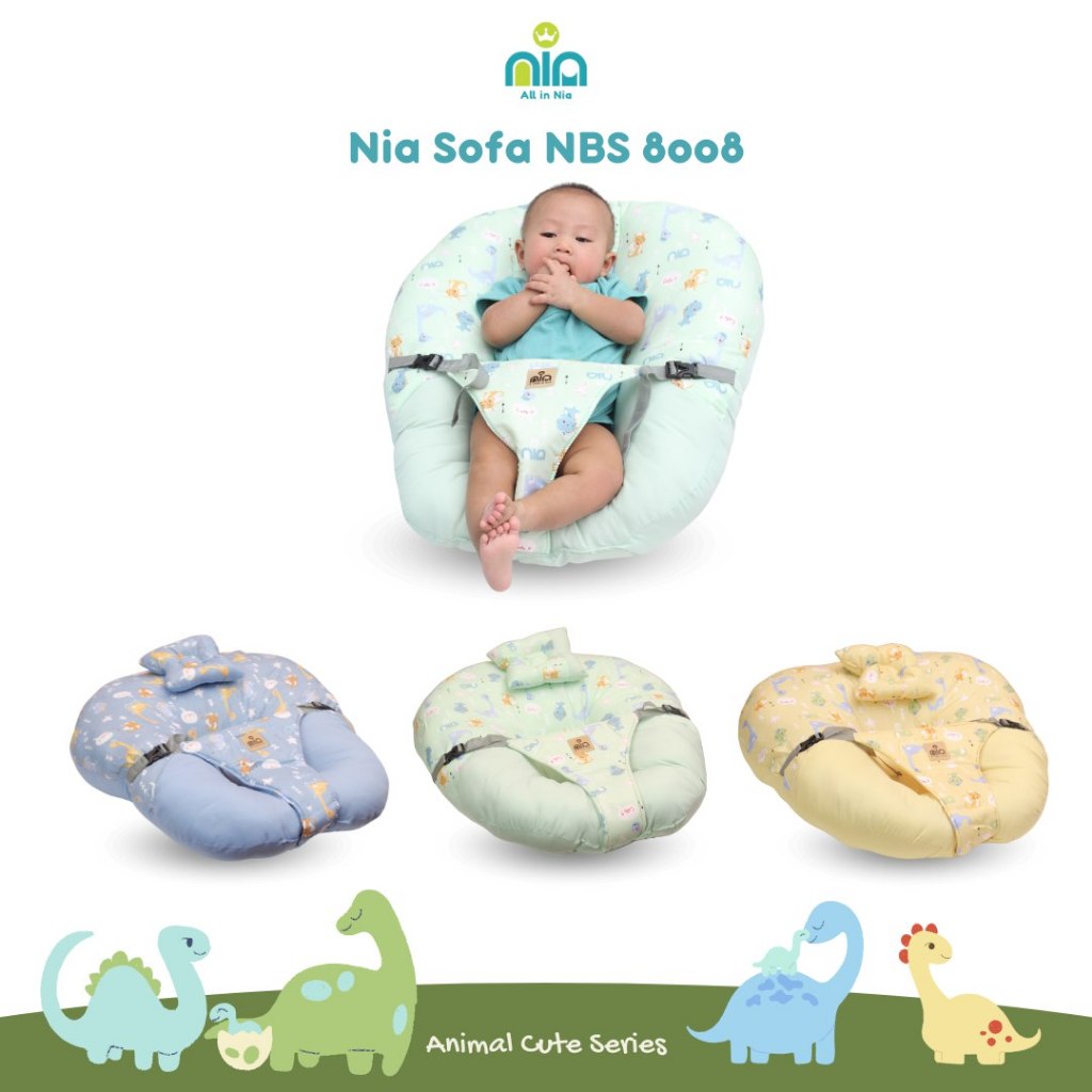NEW MOTIF  Nia Baby Sofa Bayi Newborn + Bantal Lengan Dino Series - Sofa Bayi Nia Baby