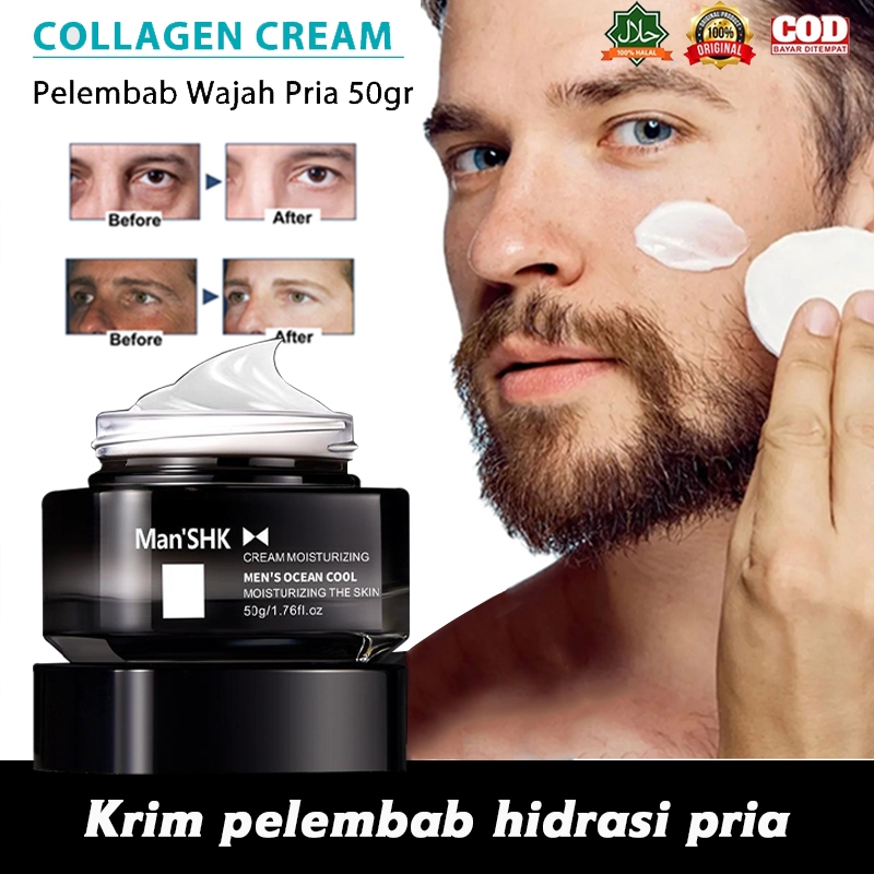 Cream Wajah Pemutih&Anti Kerut Pria, melembabkan, memutihkan kulit, anti penuaan, memperbaiki keripu