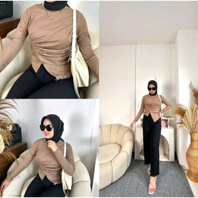 ALMA TOP LENGAN PANJANG CROP KOREA